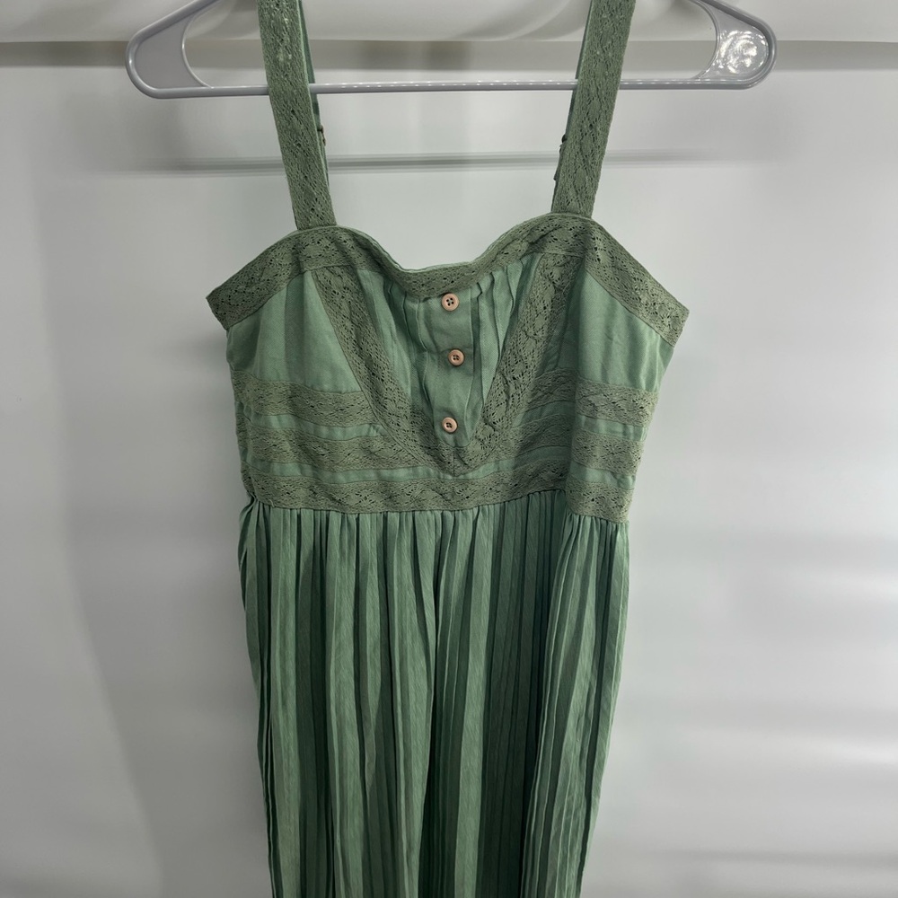 Green Lace‎ Trim Dress